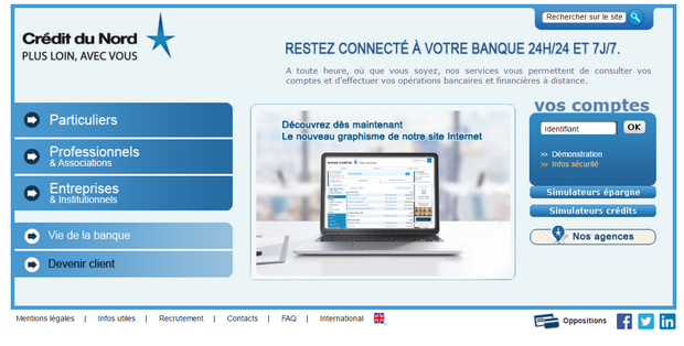 Capture du site Crédit du nord 